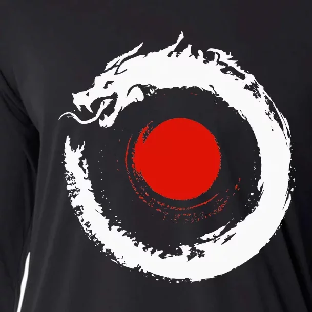 Dragon In Japanese Zen Buddhist Enso Circle Cooling Performance Long Sleeve Crew