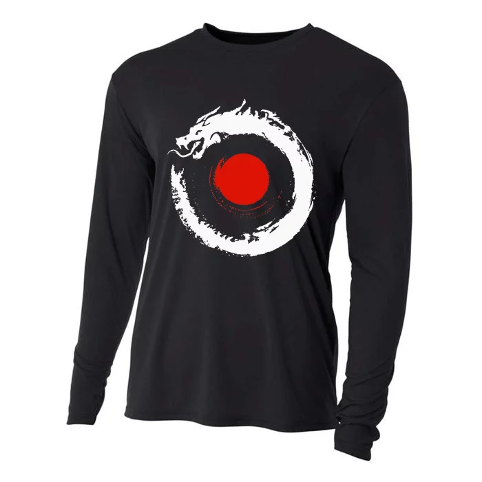 Dragon In Japanese Zen Buddhist Enso Circle Cooling Performance Long Sleeve Crew