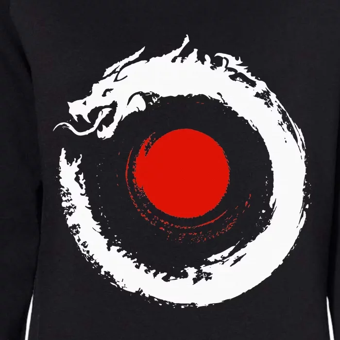 Dragon In Japanese Zen Buddhist Enso Circle Womens California Wash Sweatshirt