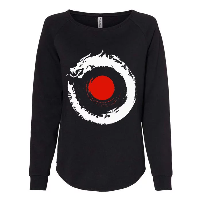 Dragon In Japanese Zen Buddhist Enso Circle Womens California Wash Sweatshirt