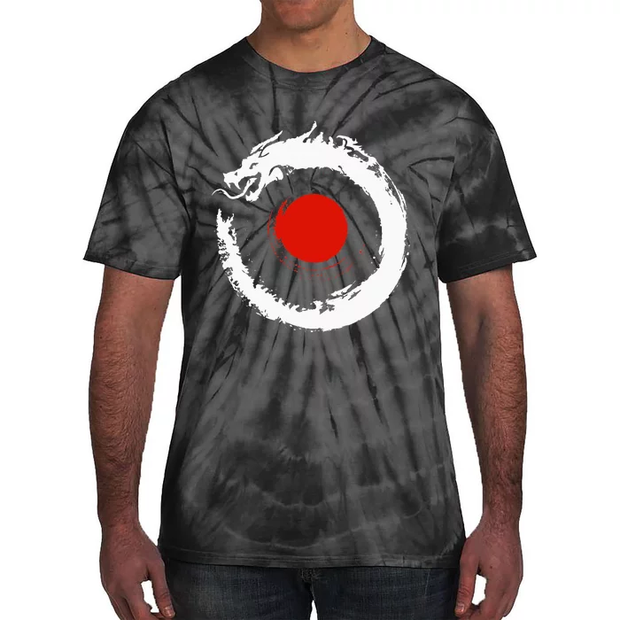 Dragon In Japanese Zen Buddhist Enso Circle Tie-Dye T-Shirt