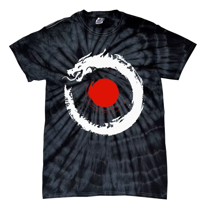 Dragon In Japanese Zen Buddhist Enso Circle Tie-Dye T-Shirt