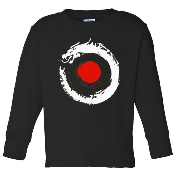 Dragon In Japanese Zen Buddhist Enso Circle Toddler Long Sleeve Shirt