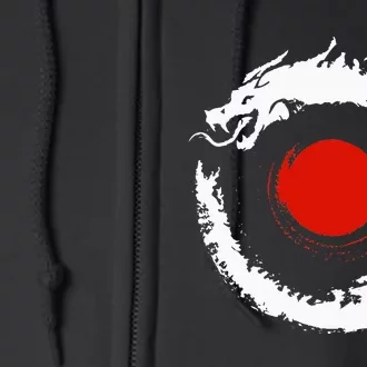 Dragon In Japanese Zen Buddhist Enso Circle Full Zip Hoodie