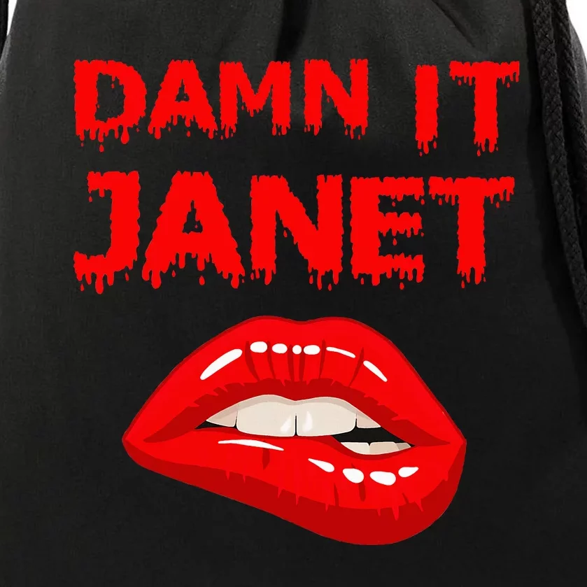 Damn It Janet With Bitting Red Lips Of Pleasure Drawstring Bag