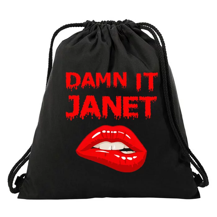 Damn It Janet With Bitting Red Lips Of Pleasure Drawstring Bag