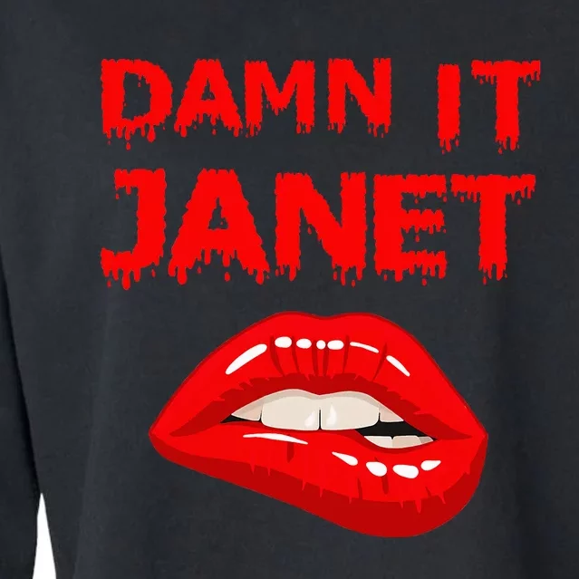 Damn It Janet With Bitting Red Lips Of Pleasure Cropped Pullover Crew