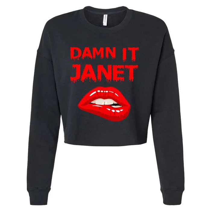 Damn It Janet With Bitting Red Lips Of Pleasure Cropped Pullover Crew