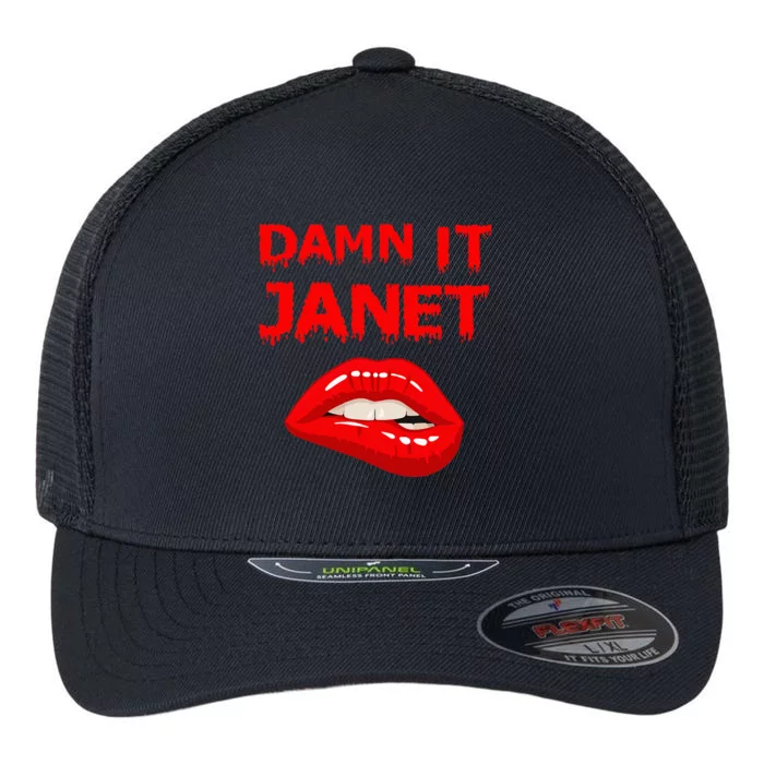 Damn It Janet With Bitting Red Lips Of Pleasure Flexfit Unipanel Trucker Cap