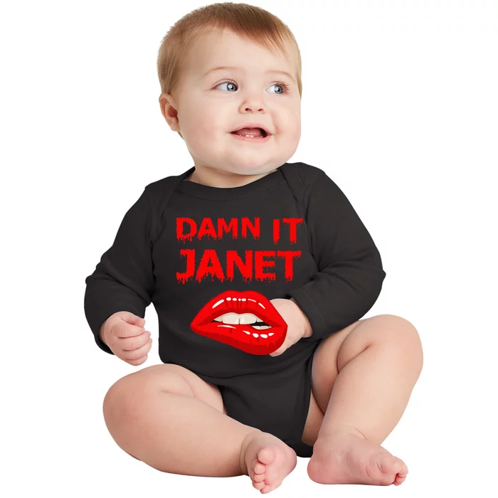 Damn It Janet With Bitting Red Lips Of Pleasure Baby Long Sleeve Bodysuit