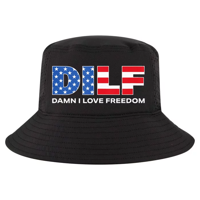 Damn I Love Freedom Dilf Funny Patriotic Dad Fathers Day Cool Comfort Performance Bucket Hat