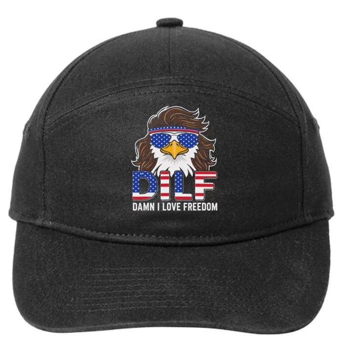 Damn I Love Freedom Eagle Funny Patriotic July 4th 7-Panel Snapback Hat