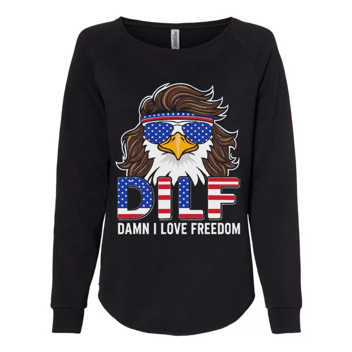 Damn I Love Freedom Eagle Funny Patriotic July 4th Womens California Wash Sweatshirt