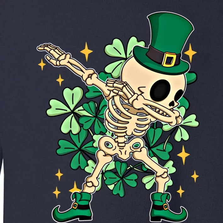 Dabbing Irish Leprechaun Skeleton Shamrocks Novelty Gift Toddler Sweatshirt