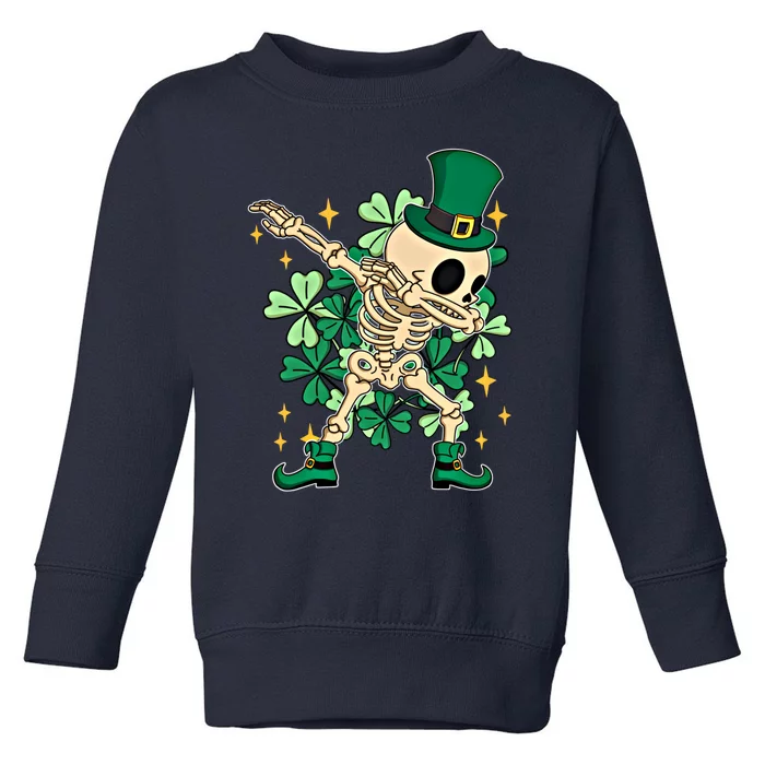 Dabbing Irish Leprechaun Skeleton Shamrocks Novelty Gift Toddler Sweatshirt