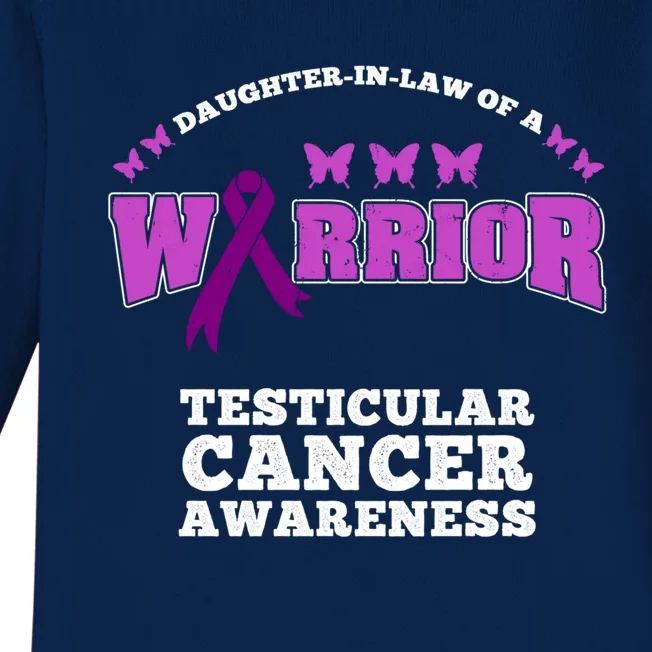 Daughter In Law Of A Warrior Testicular Cancer Awareness Cute Gift Baby Long Sleeve Bodysuit