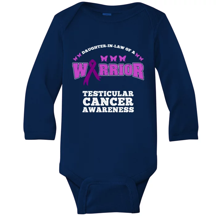 Daughter In Law Of A Warrior Testicular Cancer Awareness Cute Gift Baby Long Sleeve Bodysuit