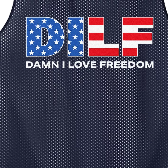 Damn I Love Freedom Dilf Funny Patriotic Dad Fathers Day Mesh Reversible Basketball Jersey Tank