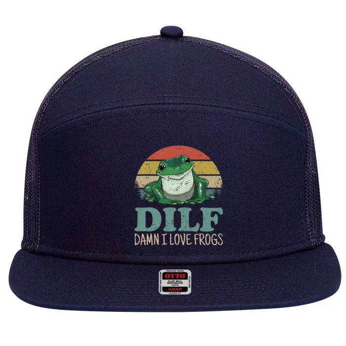 Dilfdamn I Love Frogs 7 Panel Mesh Trucker Snapback Hat