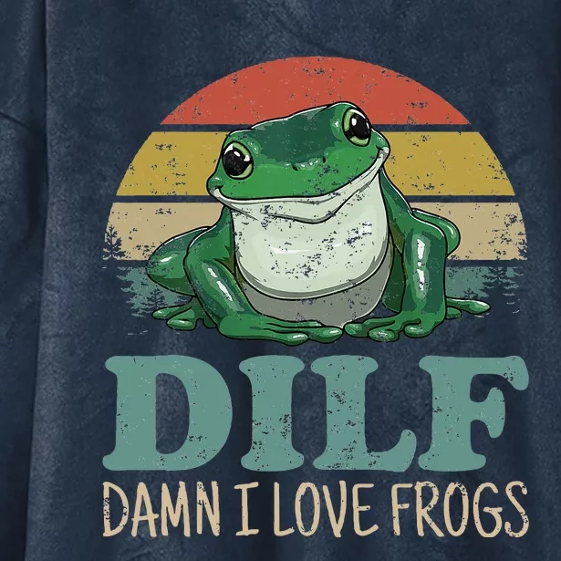 Dilfdamn I Love Frogs Hooded Wearable Blanket