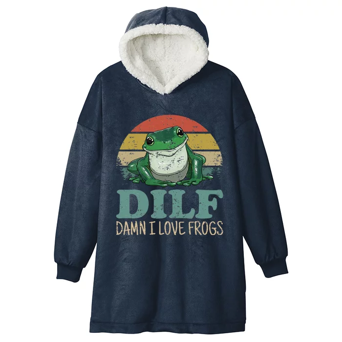 Dilfdamn I Love Frogs Hooded Wearable Blanket