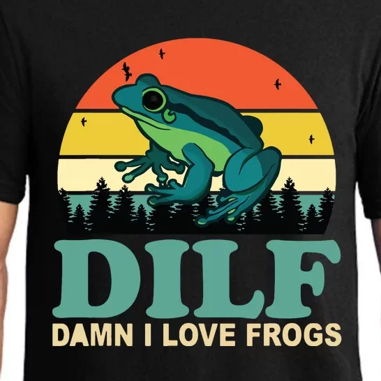 DILFDamn I Love Frogs Funny Saying FrogAmphibian Lovers Pajama Set