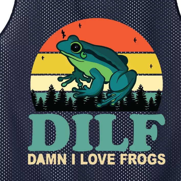 DILFDamn I Love Frogs Funny Saying FrogAmphibian Lovers Mesh Reversible Basketball Jersey Tank