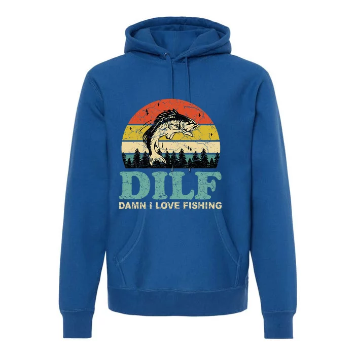 Dilfdamn I Love Fishing Funny Saying Fishermen Premium Hoodie