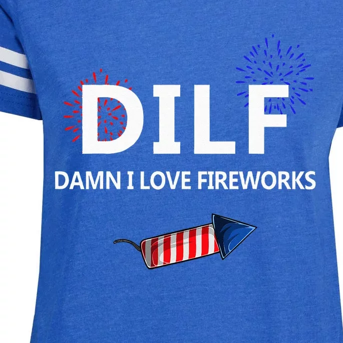 Damn I Love Fireworks Funny 4th Of July Joke Patriotic Enza Ladies Jersey Football T-Shirt