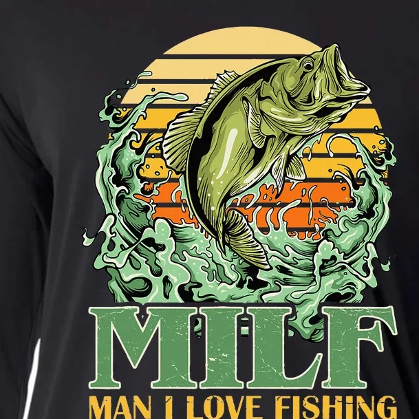 DILFDamn I Love Fishing Funny Saying Fisher Cooling Performance Long Sleeve Crew