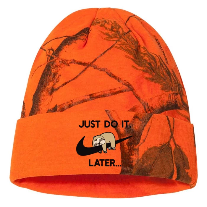 Do It Later Funny Sleepy Sloth For Lazy Sloth Lover Kati - 12in Camo Beanie