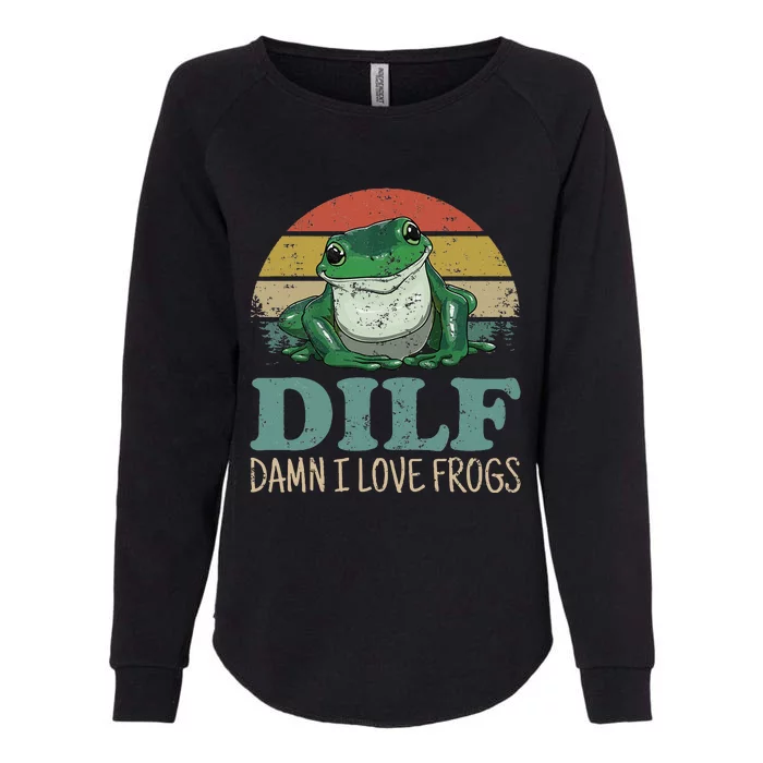 Dilfdamn I Love Frogs Funny Saying Frogamphibian Lovers Womens California Wash Sweatshirt