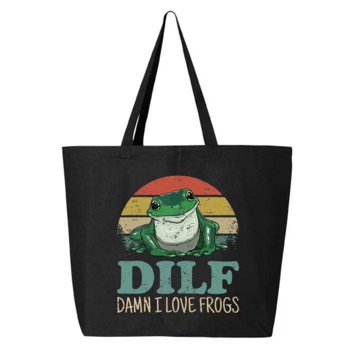 Dilfdamn I Love Frogs Funny Saying Frogamphibian Lovers 25L Jumbo Tote