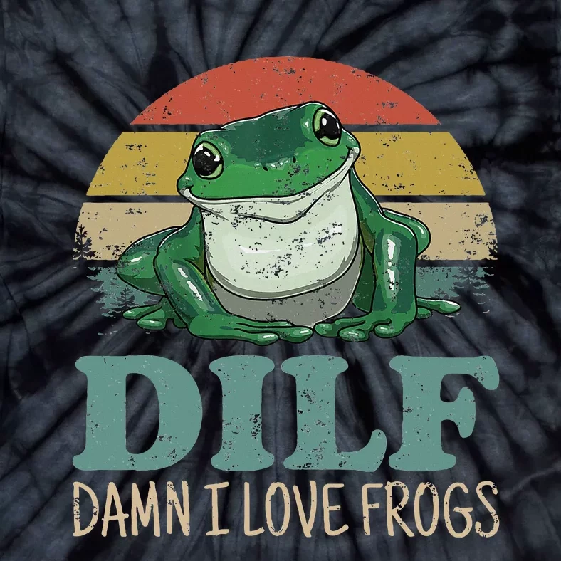 Dilfdamn I Love Frogs Funny Saying Frogamphibian Lovers Tie-Dye T-Shirt