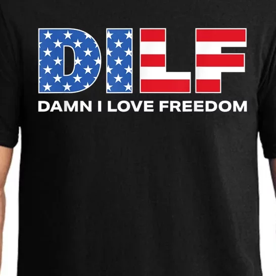 Damn I Love Freedom Dilf Funny Patriotic Dad Fathers Day Pajama Set