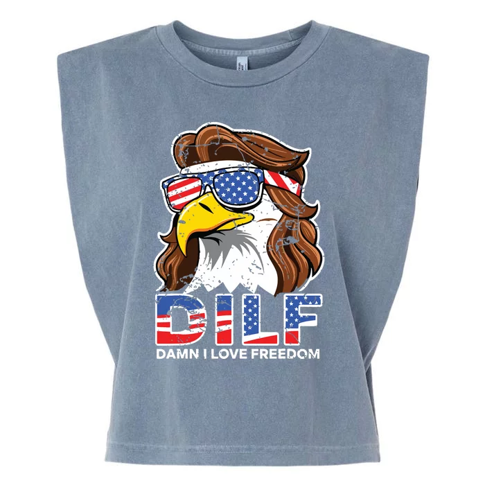 Damn I Love Freedom Eagle Funny Patriotic July 4th Garment-Dyed Women's Muscle Tee