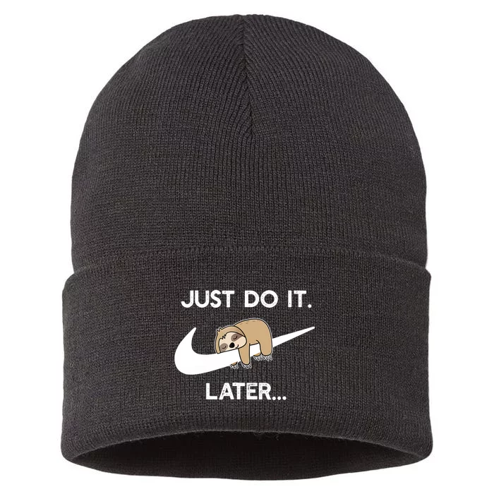 Do It Later Funny Sleepy Sloth For Lazy Sloth Lover Sustainable Knit Beanie