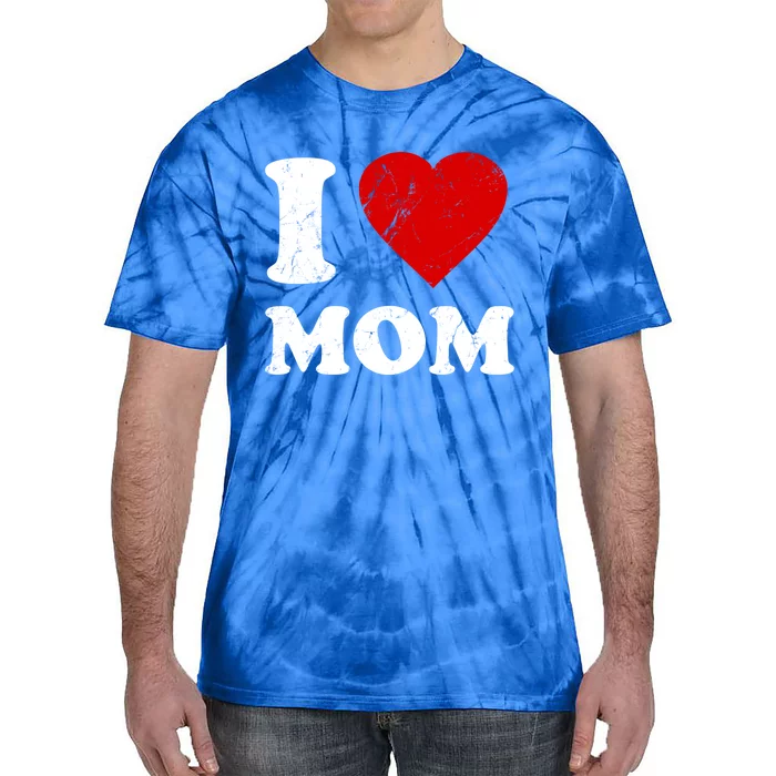 Distressed I Love Mom Great Gift Tie-Dye T-Shirt