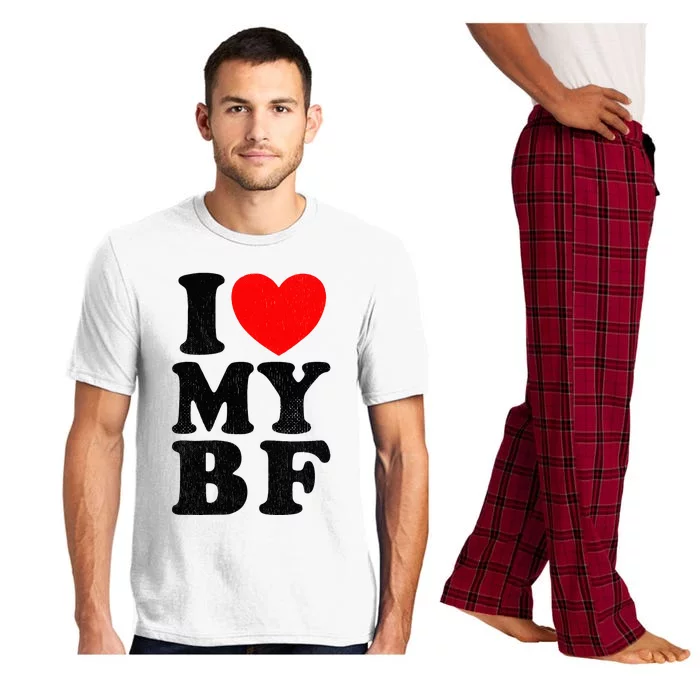 Distressed I Love My Boyfriend Funny I Heart My Bf Pajama Set