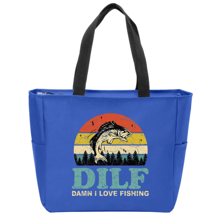 Dilfdamn I Love Fishing Funny Saying Fishermen Zip Tote Bag