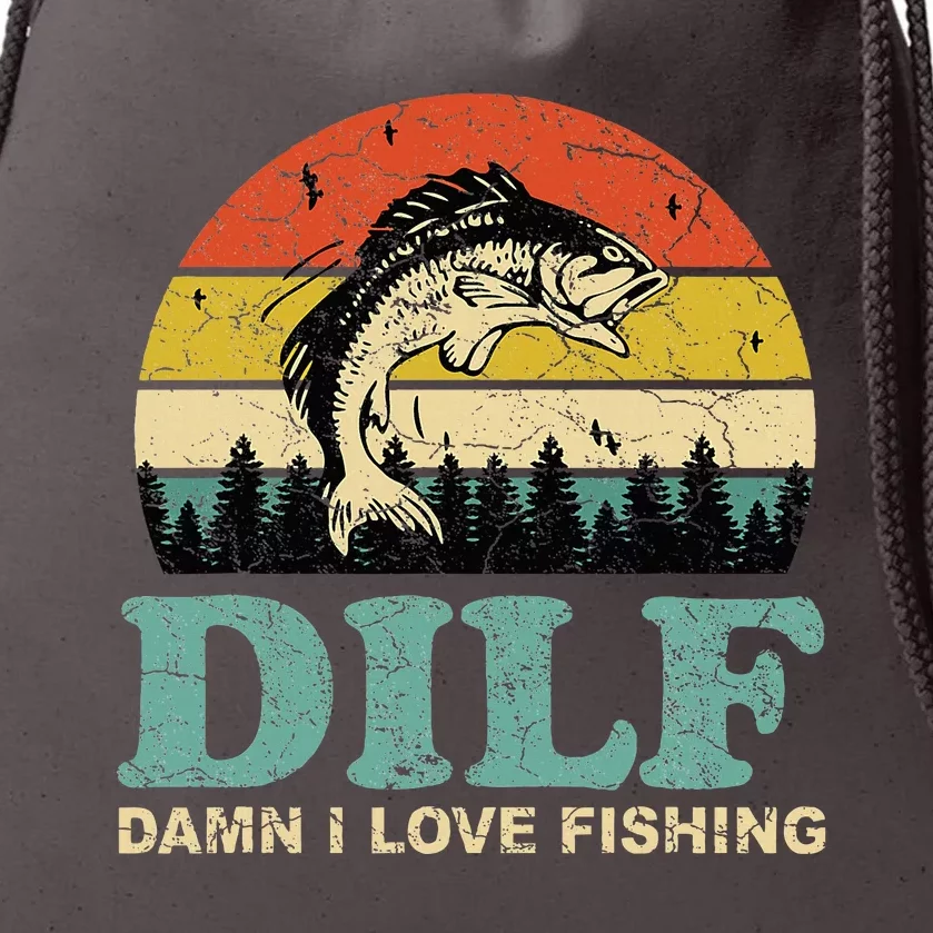 Dilfdamn I Love Fishing Funny Saying Fishermen Drawstring Bag