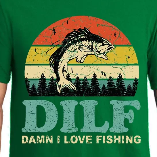 Dilfdamn I Love Fishing Funny Saying Fishermen Pajama Set