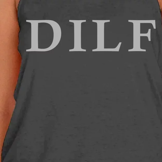 DILF Funny Dad Humor Women's Knotted Racerback Tank