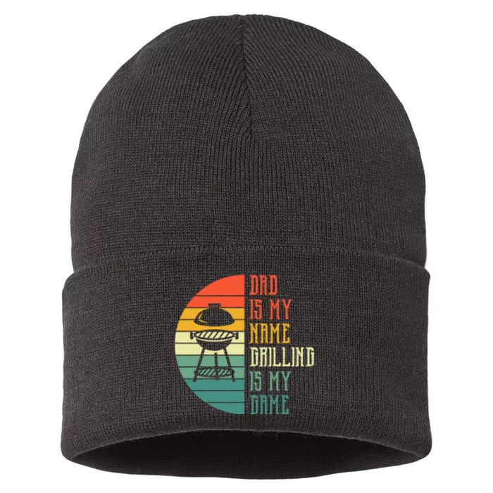 Dad Is My Name Grilling Is My Game Sport Fathers Day Sustainable Knit Beanie