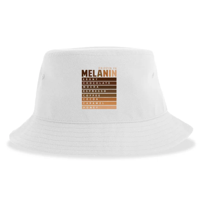 Drippin In Melanin African American Queen King Black History Sustainable Bucket Hat