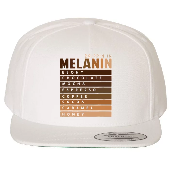 Drippin In Melanin African American Queen King Black History Wool Snapback Cap