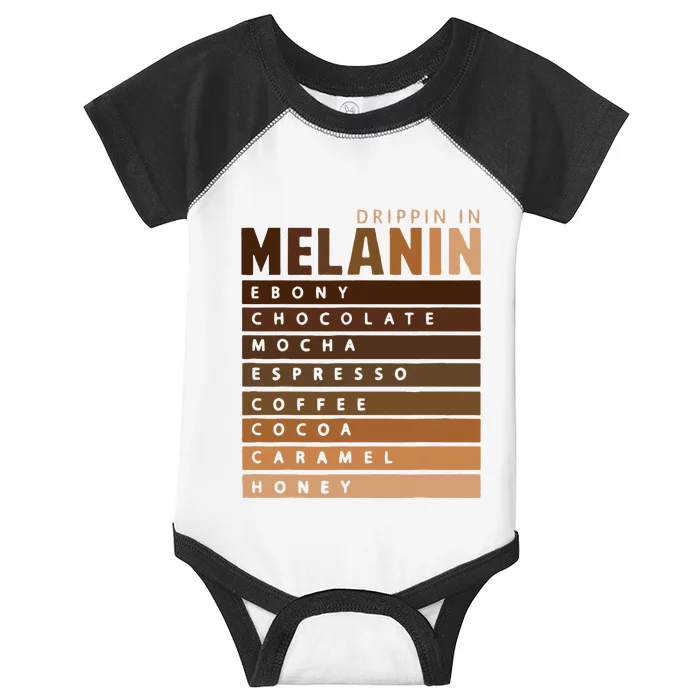 Drippin In Melanin African American Queen King Black History Infant Baby Jersey Bodysuit