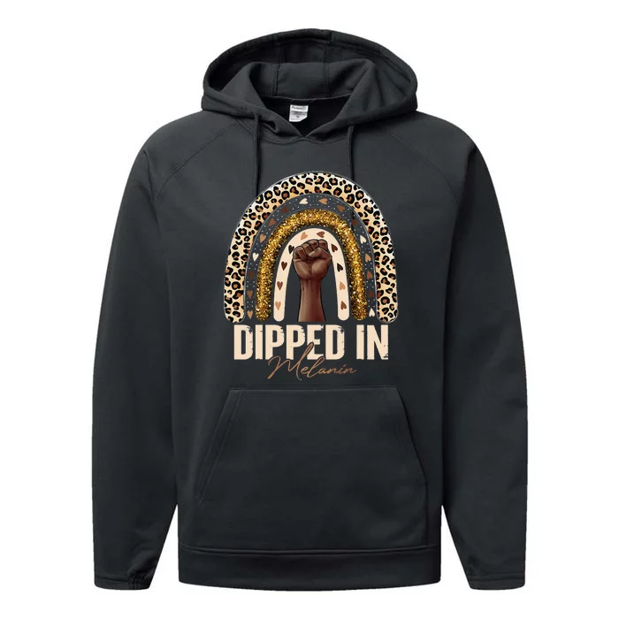 Dipped In Melanin Black History Month Juneteenth Gifts Performance Fleece Hoodie