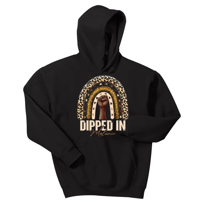 Dipped In Melanin Black History Month Juneteenth Gifts Kids Hoodie