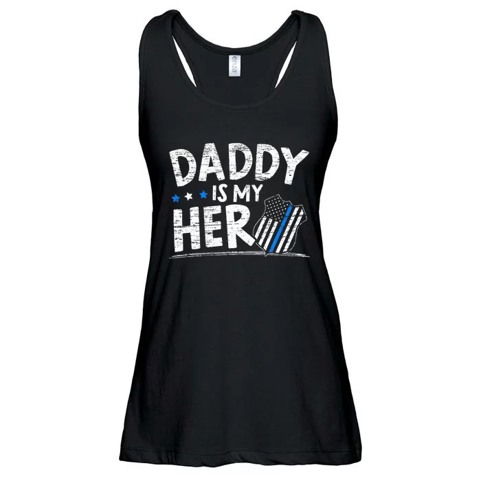 Daddy Is My Hero Police Thin Blue Line Law Enforcement Ladies Essential Flowy Tank